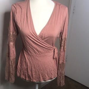 muted Pink wrap around blouse